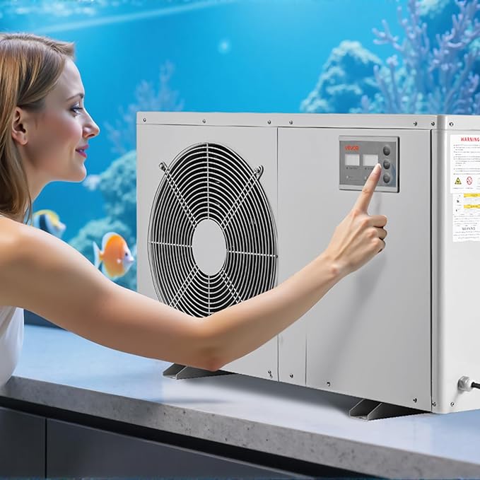 VEVOR Aquarium Chiller 500 Gallon, 1-1/2 HP Water Chiller for Hydroponics, Fast Cooling for Fish Tank,Axolotl,Coral Reef,Quiet Refrigeration Compressor, Titanium Evaporator,Complete Fittings