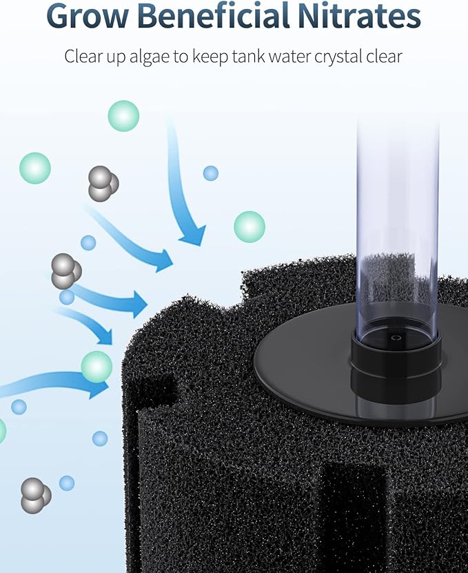 Pawfly Aquarium Large Bio Sponge Filter Quiet Betta Fry Shrimp and Fish Foam Filter with Nano Air Stone for Large Fish Tanks up to 220 Gallons