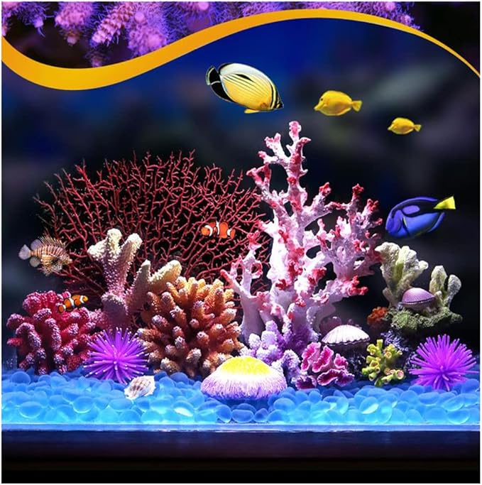 Artificial Coral Lifelike Aquarium Reef Fish Tank Landscaping Ornament for Aquarium Decoration 1PCS (Yellow)