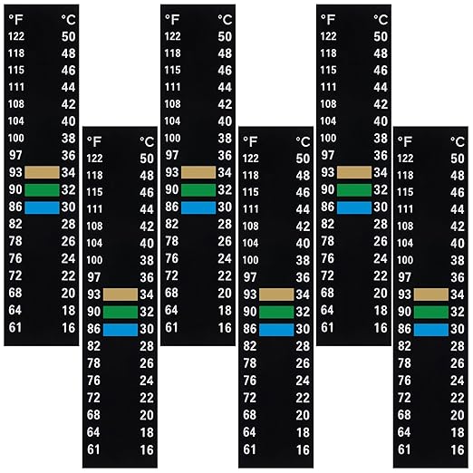 6 PCS Aquarium Thermometer Strips, 61-122℉(15-50°C) Digital Adhesive Fish Tank Thermometer Sticker Easy-to-Read Temperature Sticker Display for Aquarium Fish Tank Brewing