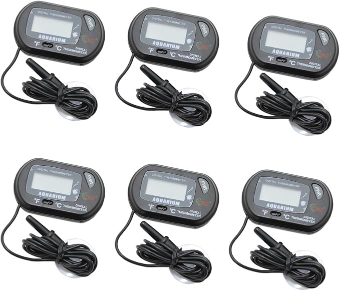 CNZ Digital LCD Thermometer for Aquarium Fish Tank Vivarium Reptile Terrarium, 6-Pack