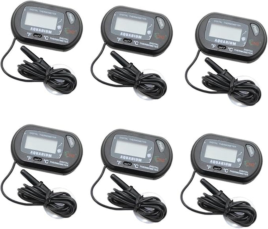 CNZ Digital LCD Thermometer for Aquarium Fish Tank Vivarium Reptile Terrarium, 6-Pack