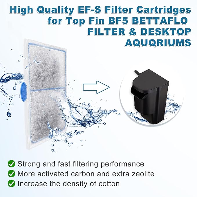 driamor 16 Pack Filter Cartridges Compatible with EF-S Element and BF5 BETTAFLO Filter, Thickened Fish Tank Replacement Filters Cartridge with Zeolite