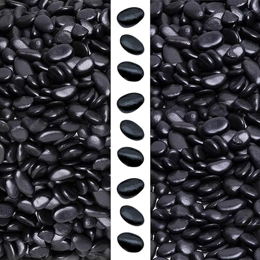 gemshan 2lb Black Pebbles for Plants Polished Stone Bulk 7mm-9mm River Rocks for Aquarium Vase Plant Decoration