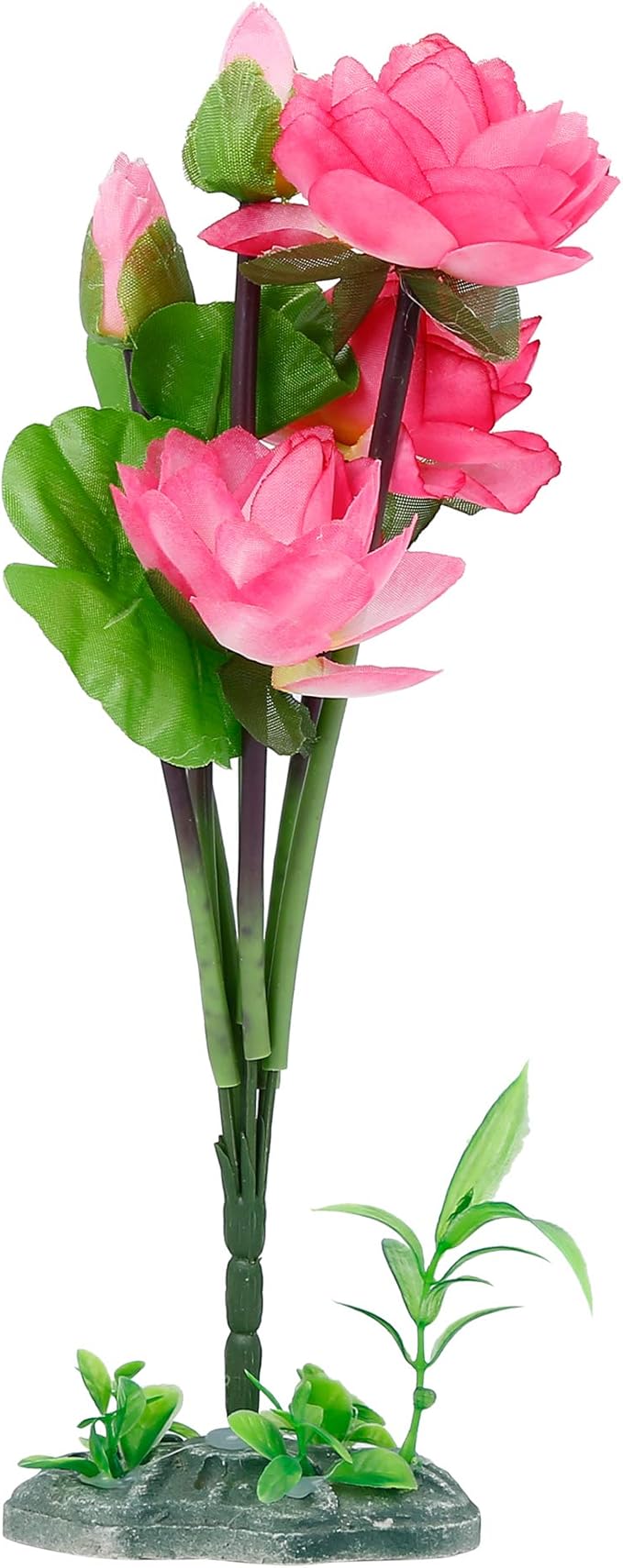 uxcell® Pink Plastic Lotus Flower Plant Aquarium Fishbowl Waterscape Decor Ornament