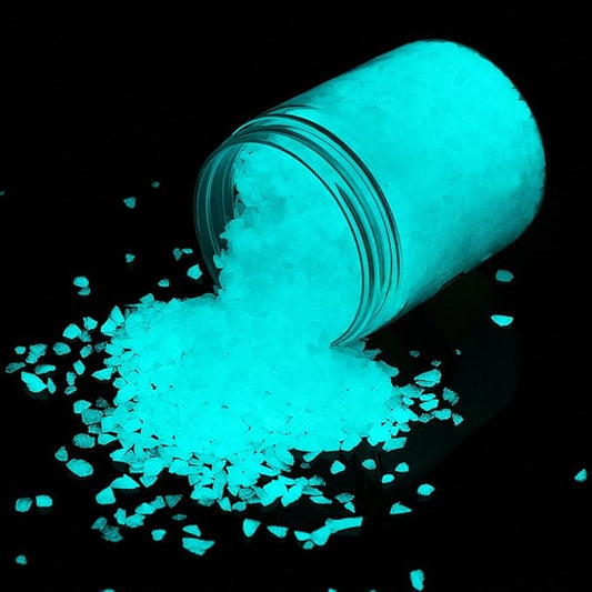 Shiny Stone Glow in The Dark Aquarium Neon Gravel Sand, Decorative Rocks for Fish Tank and Fairy Garden, Home Dec,305g/0.67lbs (3-5mm, Aqua)