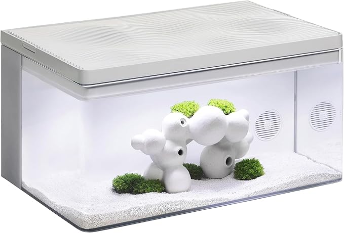 Harmony 8 Gallon All-in-One Aquarium Kit, Award-Winning Fish Tank with Lid, Integrated Filtration, LED Light, Low-Iron Glass, White Tank with White Top