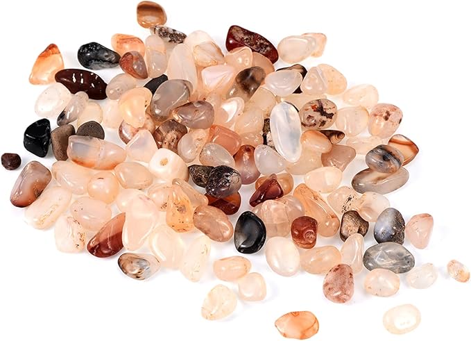 MECCANIXITY 200g/0.44lb 6-9mm Tumbled Chips Stone, Natural Crushed Crystal Quartz Irregular Polished Stones Gravel Decoration for Aquarium Plants Vase Filler, White Agate