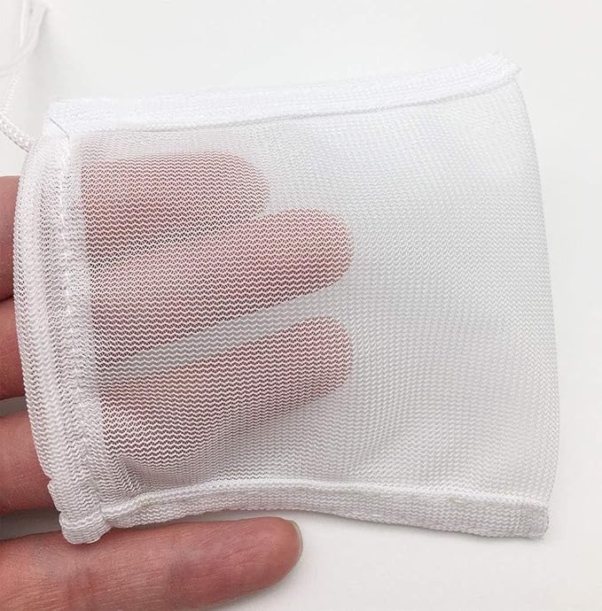 Fish Tank Small Sized Filter Bags, 6 Pack High Flow Bags 3 by 4 inches Aquarium Filter Media Mesh Bags with Nylon Drawstrings,White