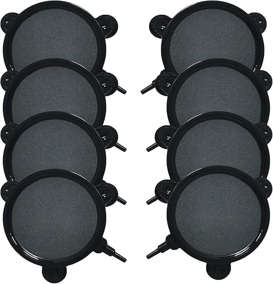 kathson 4.2 Inch Air Stone Disc Bubble Diffuser 8 PCS with Suction Cups Fish Tank Air Pump Round Dissolved Oxygen Airstone Decoration for Hydroponics Pond Aquarium Aquaponics