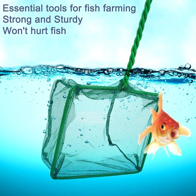 Aquarium Fish Nets, DSSPORT 4 Inch Small Mesh Fish Catch Nets with Plastic Handle Green