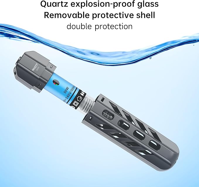 Submersible Aquarium Heater 25W with Protective Cover and Work Indicator Light, Constant Temperature 78℉ Around for Betta, Turtle, Freshwater and Saltwater Tanks, 1-5 Gallon Fish Tanks