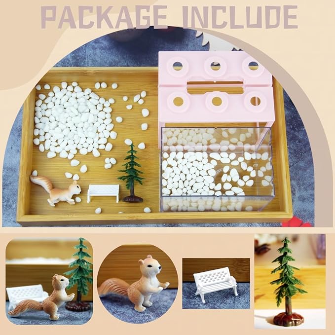 Small Sea Monkey Tank, Stackable Mini Betta Fish Tank Tinny Aquarium Kit with Aquarium Gravel, Moss Ball Tank Shrimp Tank 0.27 Gallon Acrylic Cube Fish Bowl for Shrimp Snails