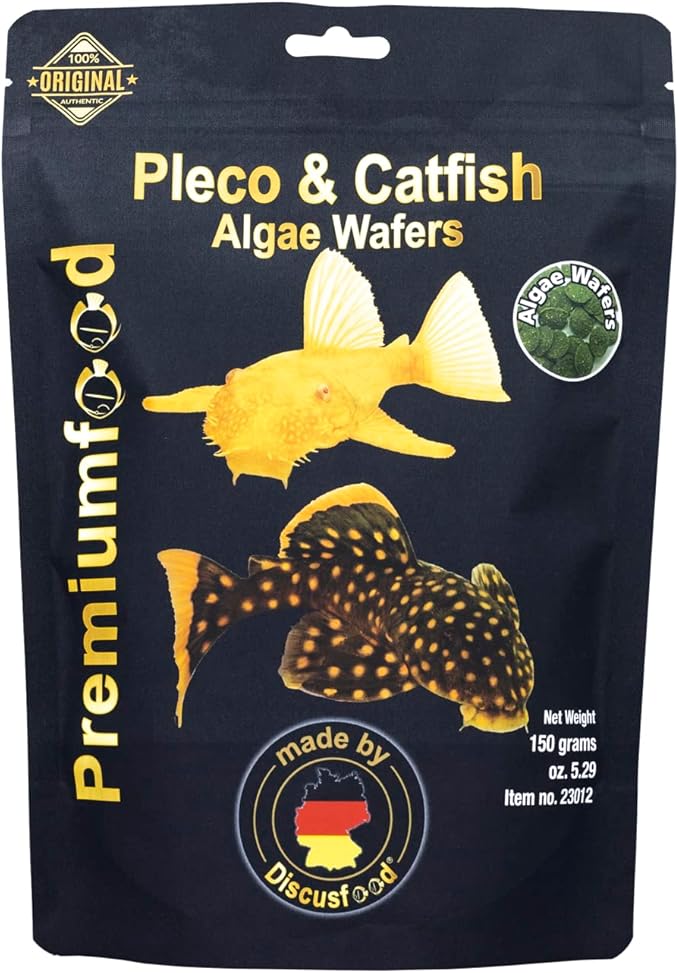 Discusfood Pleco & Catfish Algae Wafers, Complete Fish Food, Wafer Form, 50g, 150g, for All Life Stages (150g)