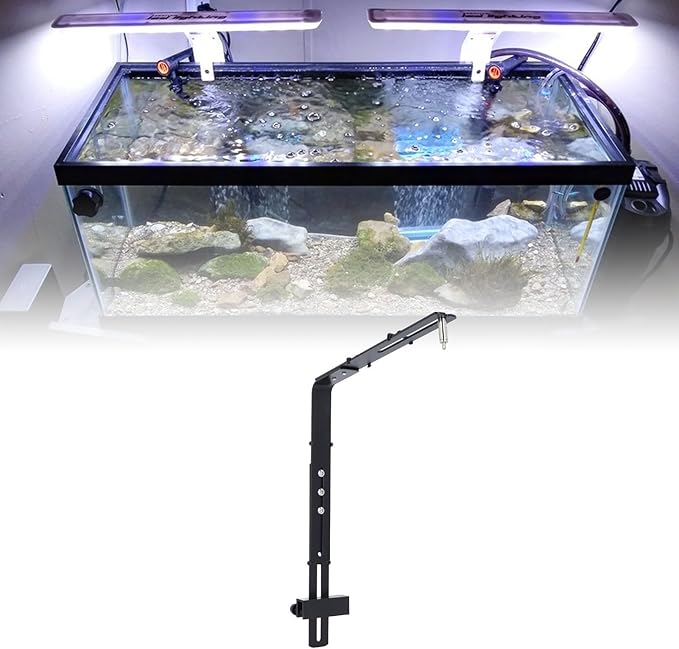 YOUTHINK Fish Container Light Bracket, Aluminum Alloy Aquarium Light Holder Professional Adjustable Height Lamp Stand for Hanging Lamp (Black)