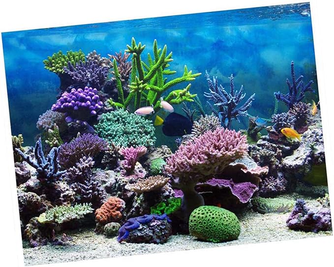 Fish Tank Poster, PVC Adhesive Fish Tank Decorations Pictures Aquarium Fish Tank Background Poster Underwater Backdrop Decoration Paper (122 * 61cm)