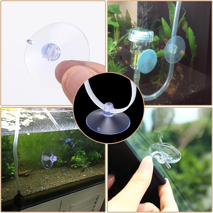 60 Pcs Aquarium Suction Cups with 60 Pcs Adjustable Zip Ties Set, Small Suction Cups for Aquarium Plant Holder Fish Tank Plants Kitchen Christmas Hanging Organization
