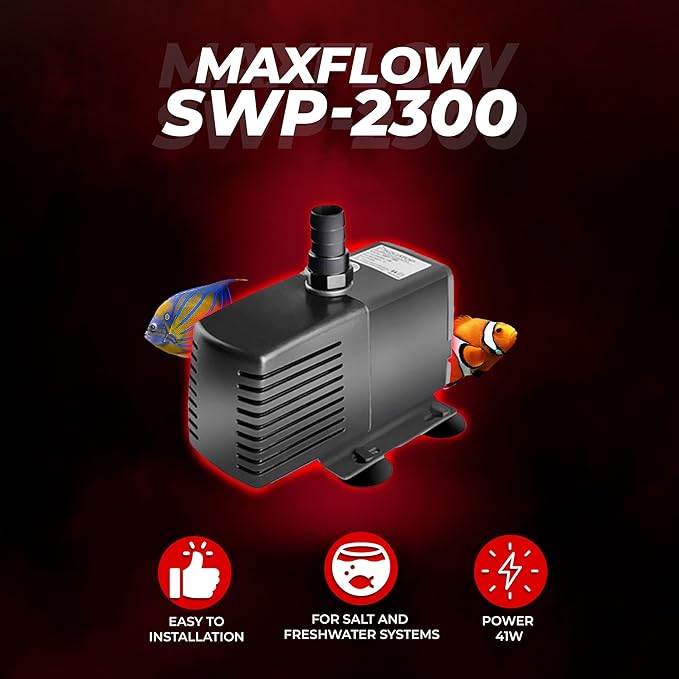 Aquatop MaxFlow Submersible Aquarium Pump, 607 GPH – Adjustable Flow for Fish Tanks, Sumps & Statuary – Quiet & Efficient Water Circulation - SWP-2300