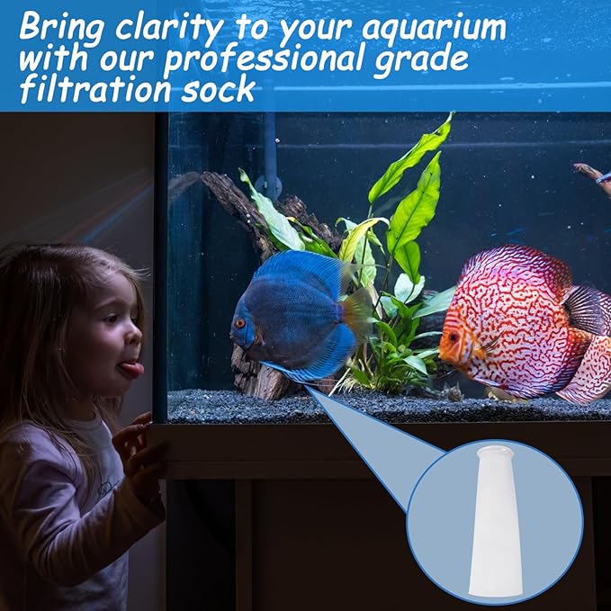 Oudain 16 Pack 4 Inch Ring Filter Socks 200 μm Aquarium Bags 4 in Ring by 15 Inch Long Socks for Fish Tank Freshwater Saltwater Aquariums