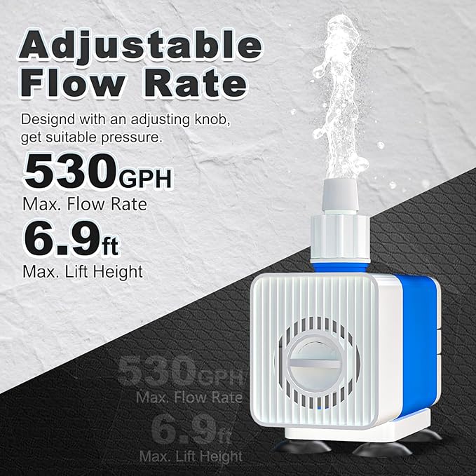 SongLong Submersible Pump 530GPH (2000 L/H 35W) Ultra Quiet with Over Heating Protection 6.5ft High Lift for Fountains, Hydroponics, Ponds, Aquariums & More……