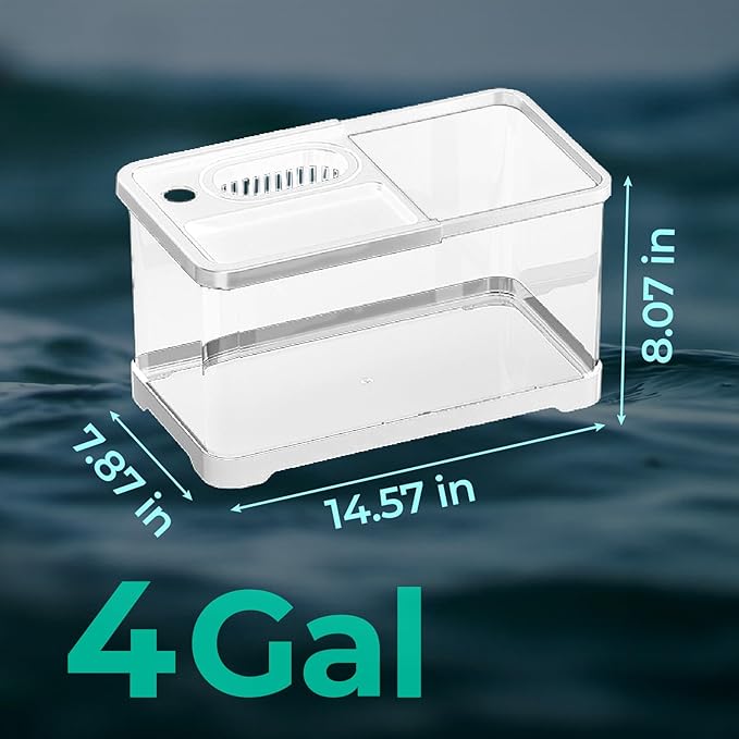 4 Gallon Fish Tank Aquarium Starter Kit with Filter and Light, All in One Small Fish Tank for Betta, Kids & Desktop Use, Self Cleaning Nano Aquarium with Lid(Medium White)
