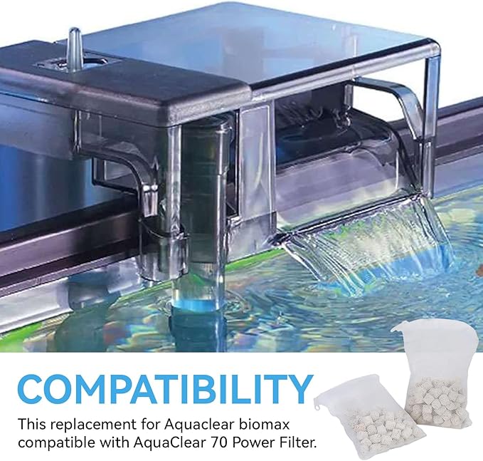 280g 2 Bags A1373 70-Gallon Biomax for Aquarium Filter Compatible with Aquaclear Fish, for AquaClear 70 Power Filter, Filter Insert Bio-max, Large Breeds, White
