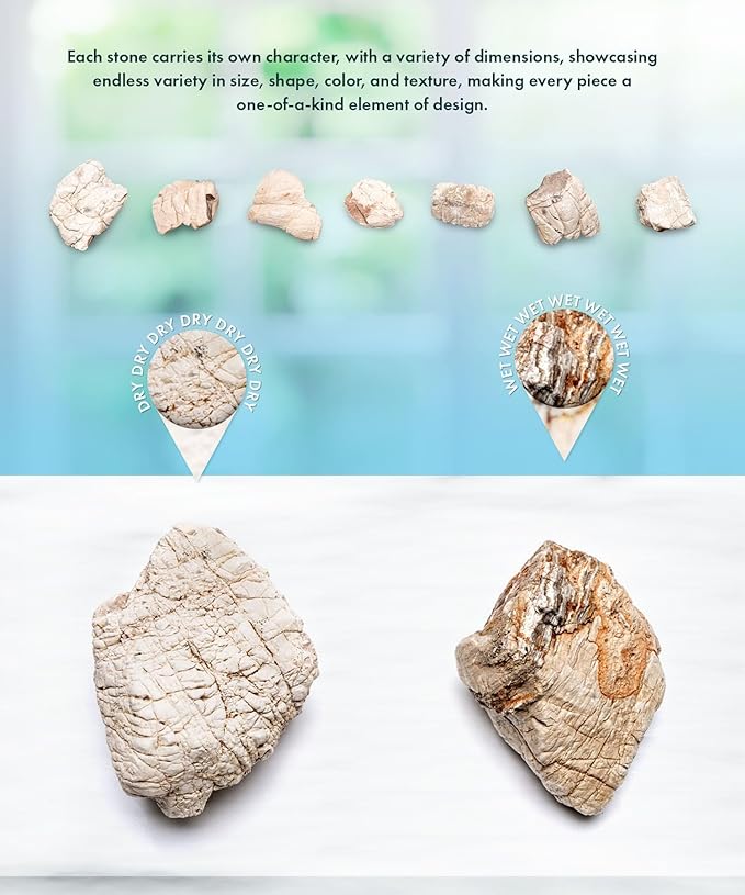 SubstrateSource Natural Aquarium Stones - Off-White Textured with Grooves Decorative Aquascaping Rocks for Betta Fish Tank, Goldfish, Cichlids, Hermit Crab & Terrariums - White Elephant Skin, 30 LB