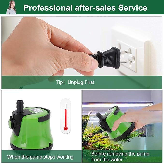25W Water Pump 350GPH Submersible Pump, 1200L/H, Max Lift up to 6ft, Fountain Pump with Adjustable Switch 2 Nozzles 6ft Power Cord for Fountain, Fish Tank, Pond, Statuary, Aquarium (Green)
