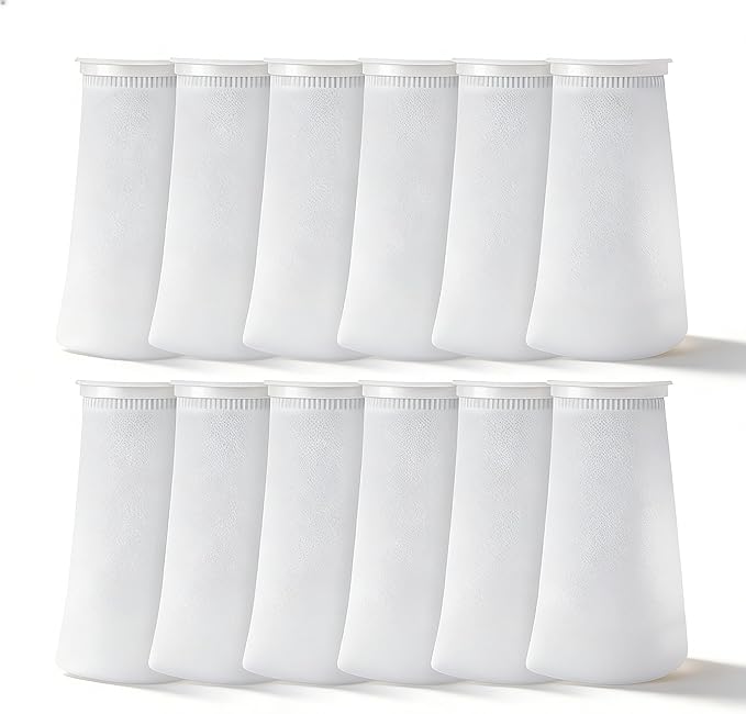 12 Pack 4 Inch Ring Filter Socks 200 Micron, 9.5" Short Aquarium Felt Filter Bags, Aquarium Filter Sock for Saltwater Aquarium, 4 Inch Filter Sock Replacement for Eshopps & for Aqueon Fish Tanks