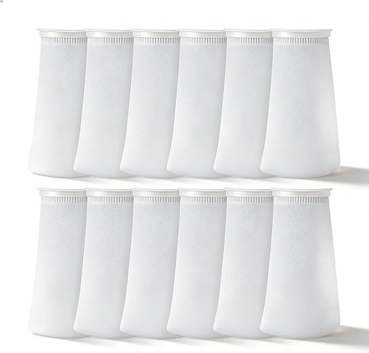 12 Pack 4 Inch Ring Filter Socks 200 Micron, 9.5" Short Aquarium Felt Filter Bags, Aquarium Filter Sock for Saltwater Aquarium, 4 Inch Filter Sock Replacement for Eshopps & for Aqueon Fish Tanks