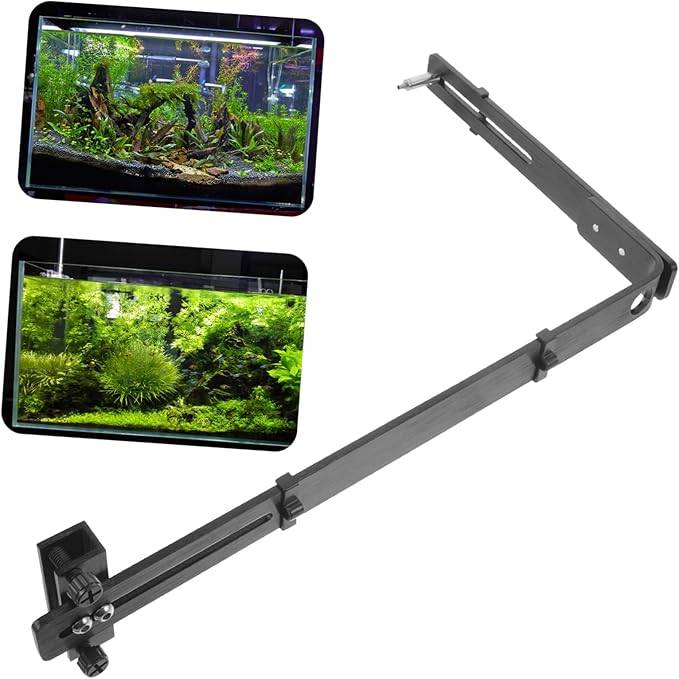 2pcs Fish Tank Light Bracket Aquarium Light Bracket Canister Lights Monitor My Life Fish Tank LED Aquarium Decorations Aquarium Hanging Plant Black Aluminum Alloy