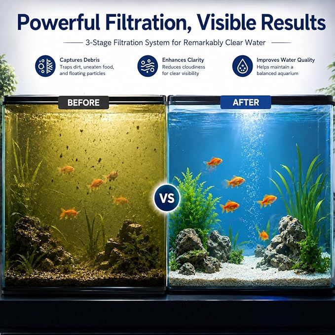 OCHIKI 4 Sets Aquarium Tank Filter Maintenance Kit Fit for AquaClear 70, Three-Stage Filtration Tank Carbon Filter & Foam Filter & Ceramic Rings & Bags for 40 to 70 Gallon Aquariums