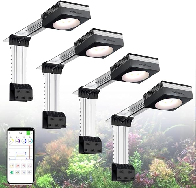 4PCS PopBloom RL90 Led Aquarium Fish Tank LED Planted Light Freshwater Aquarium Lamp for 96" 240CM Fish Tank Light with Smart APP Control