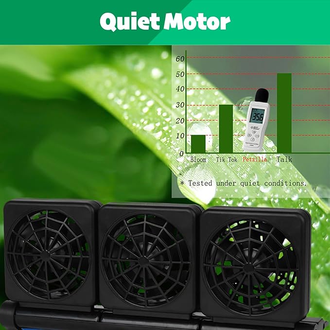 Aquarium Chiller, Fish Tank Cooling Fan System for Salt Fresh Water, 2 Variable Speed, Wide Angle Adjustable (1-Fan)
