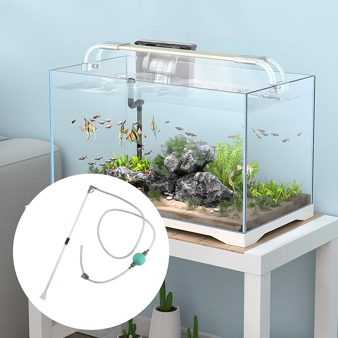 1 Sets Aquarium Siphon Water Changer, 6.4 Ft/77" Gravel Vacuum for Aquarium, Fish Tank Gravel Cleaner with Long Nozzle for Changing Water (Green)