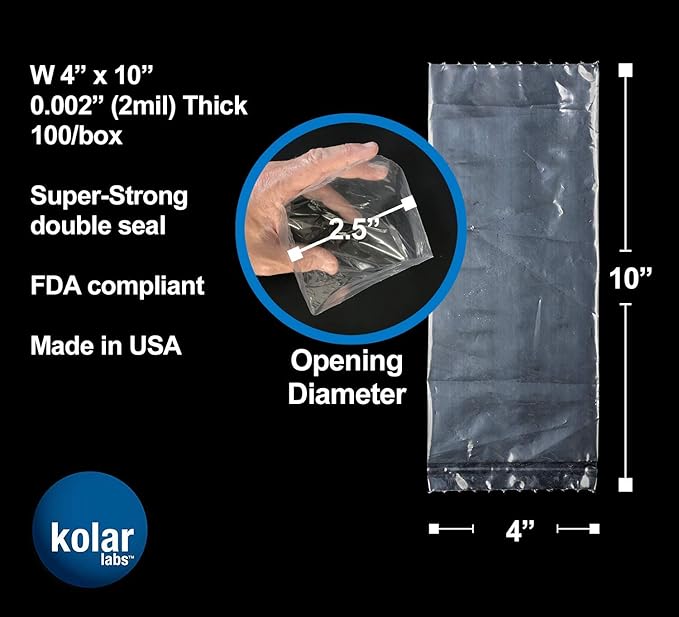 RESILIA Plastic, Leak-Proof Shipping Bags for Live Fish - 4" x 10" 2 Mil, 0.002 Inch, Double Bottom Seal, for Freshwater & Saltwater Fish, Case of 100