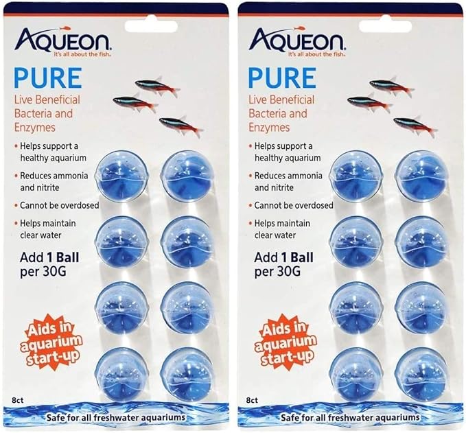 Aqueon 2 Pack of Pure Live Beneficial Bacteria and Enzymes, 8 Count Each, for 30 Gallon Aquariums