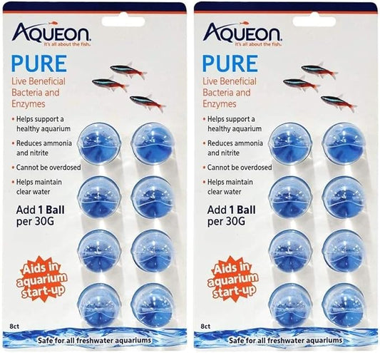 Aqueon 2 Pack of Pure Live Beneficial Bacteria and Enzymes, 8 Count Each, for 30 Gallon Aquariums