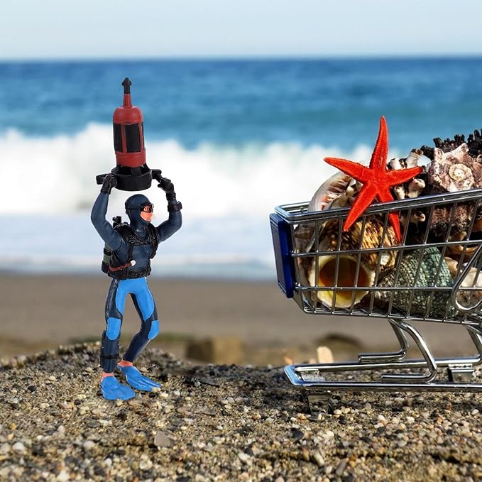 BESPORTBLE Miniature Scuba Diver Action Figures: 4pcs Simulated Underwater Swimmer Figurines for Diorama and Sand Table Layout, Scale Model People Set for DIY Ocean Scene and Education