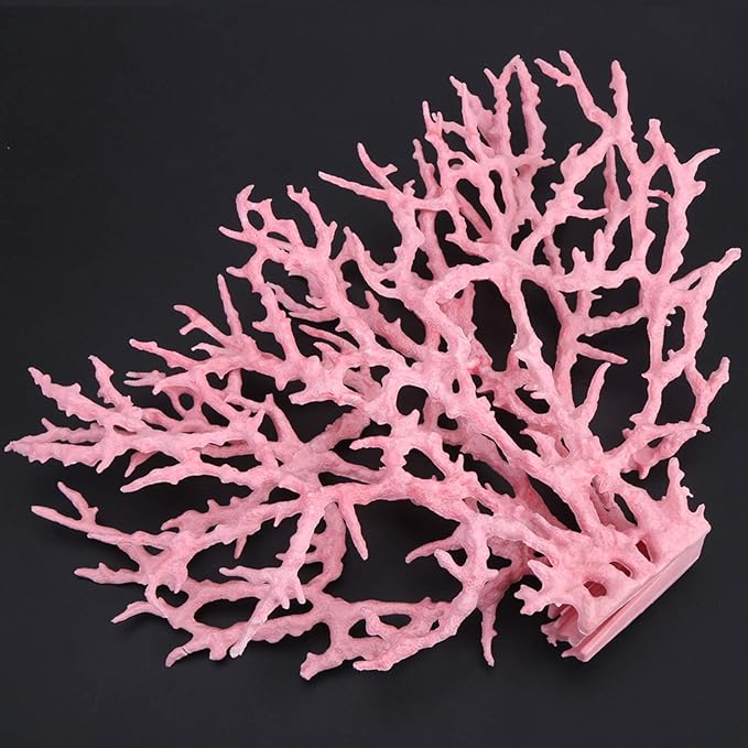 Aquarium Coral Plastic Vivid Artificial Coral Plant Ornament for Aquarium Underwater Fish Tank Pink (Large Size (37.4 X 18.9 X 6.7in))