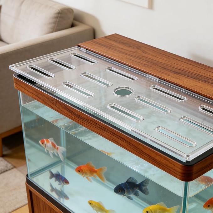 Anti-Jumping Aquarium Lid: Prevent Fish Jumping Out - 14.6x5.9 Aquarium Hood Top Cover Clear Plastic Fish Tank Lid for Turtle Shrimp Tank
