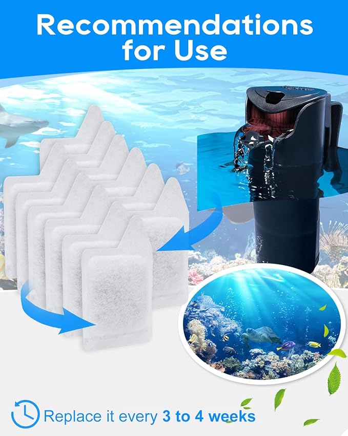 Replacement Filter Cartridges XS Compatible with Tetra Whisper Filter Extra Small Fish Tank Filters & Other Fish Tank Filters Small for Less 3 Gallons Aquarium Accessories, 8 Pack
