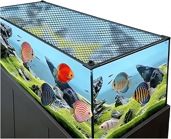 Magnetic Aquarium Anti-Jumping Mesh Net, Aquarium Lid Fish Tank Top Cover Hood Jump Cover Adjustable DIY Mesh Lid(150cm x 50cm)
