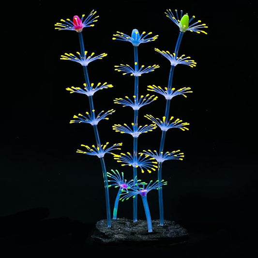 Uniclife Strip Coral Plant Ornament Glowing Effect Silicone Artificial Decoration for Fish Tank, Aquarium Landscape - Orange