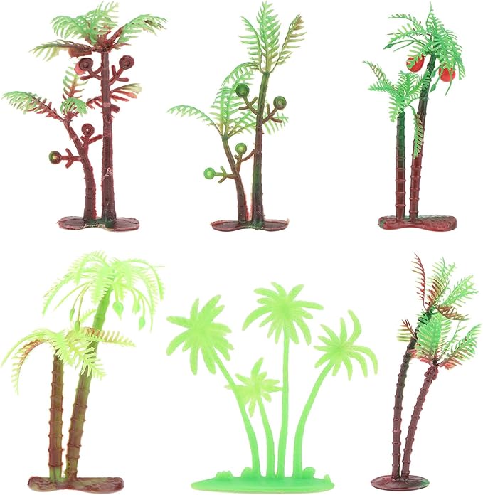 SUPVOX 72pcs Miniature Plastic Coconut Tree Aquarium Plants, Fish Tank Landscape Decor for Aquatic Pets, Sand Table Simulation Palm Tree Ornament Set