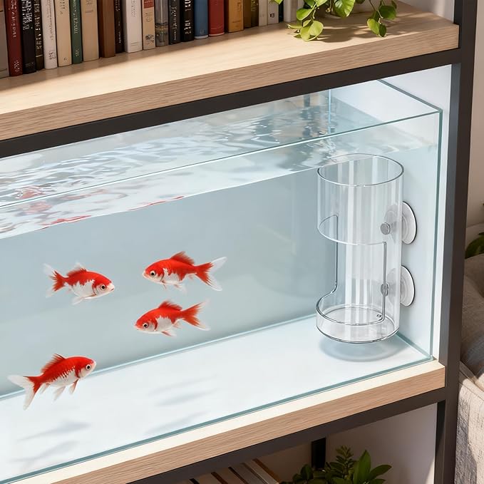 No Mess Aquarium Feeder, Acrylic Clear Fish Tank Feeder with Suction Cup, Preventing Food Scattering Feeding Tray Hollow Floating Sinking Shrimp Food Holders (Square,1)