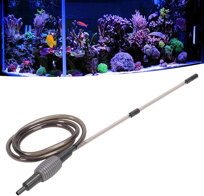 Zerodis Aquarium Gravel Cleaner, New Quick Water Changer with Air Pressing Button Fish Sand Cleaner Kit Fish Water Changer Siphon PVC Easy to Install Aquarium
