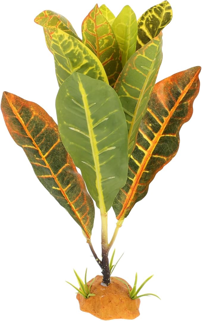 POPETPOP Reptile Plants Terrarium Plants: Fake Plant for Reptiles Aquarium Plants Terrarium Decor Reptile Tank Accessories Artificial Plant for Gecko Leopard Lizard Tortoise, 28.00X7.00X5.50CM