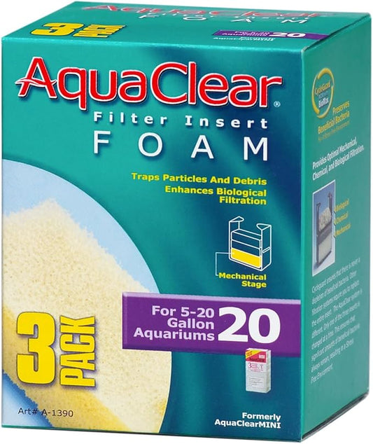 AquaClear 20-Gallon Foam Inserts,White, 3-Pack, A1390