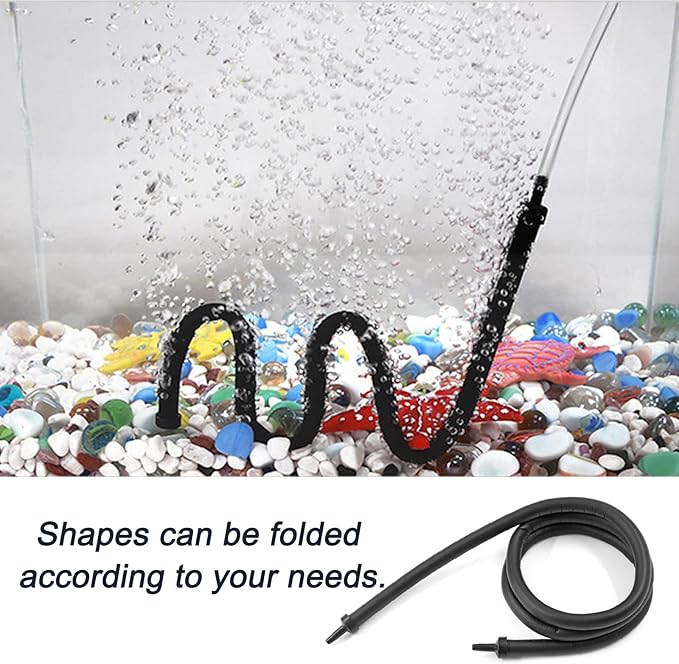 Waziaqoc Bubble Wall Air Diffuser, Aquarium Wall Air Curtain Tube Rubber Bendable Hose for Fish Tank, 90cm/36 Double Head
